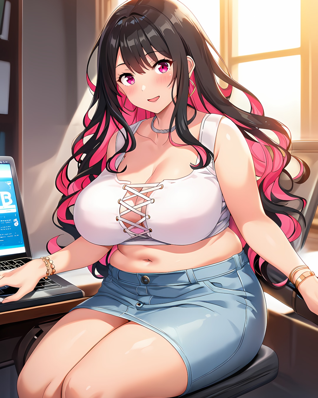 木曜の昼、レポート完了！これからランチ✨リナ | の人気AIイラスト・グラビア