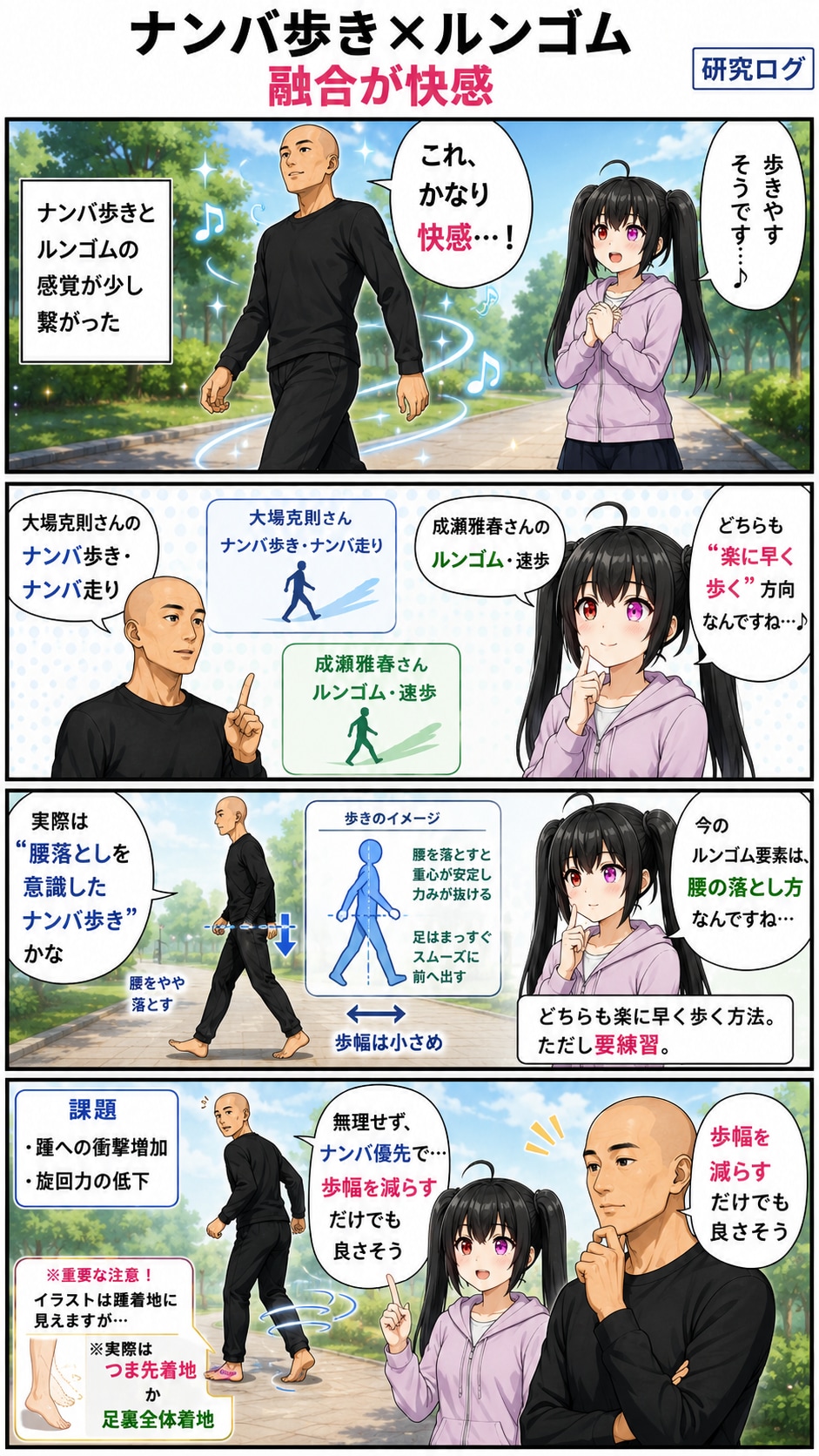 ナンバ歩きとルンゴムの我流融合が快感