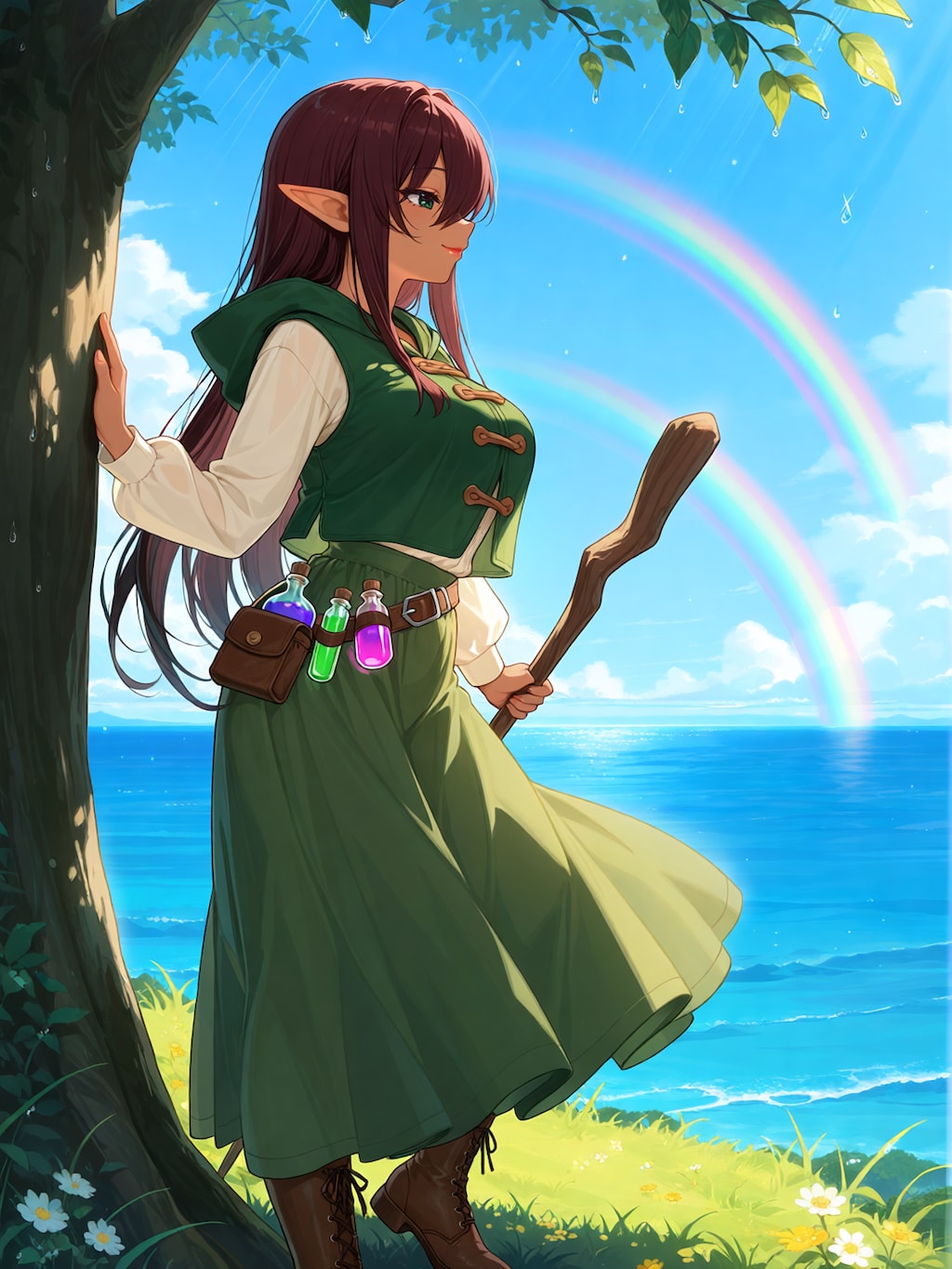 海にかかる虹