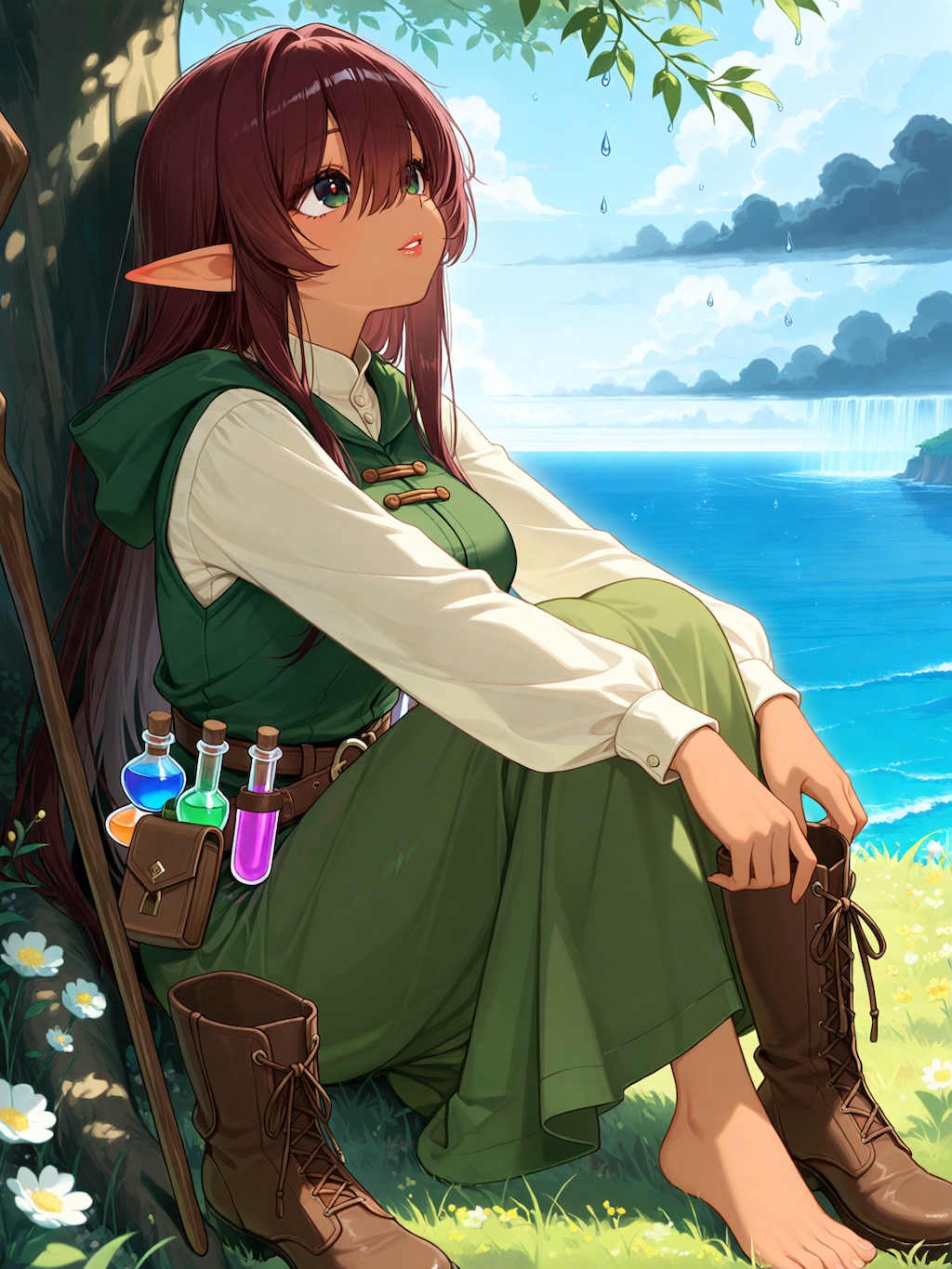 海にかかる虹