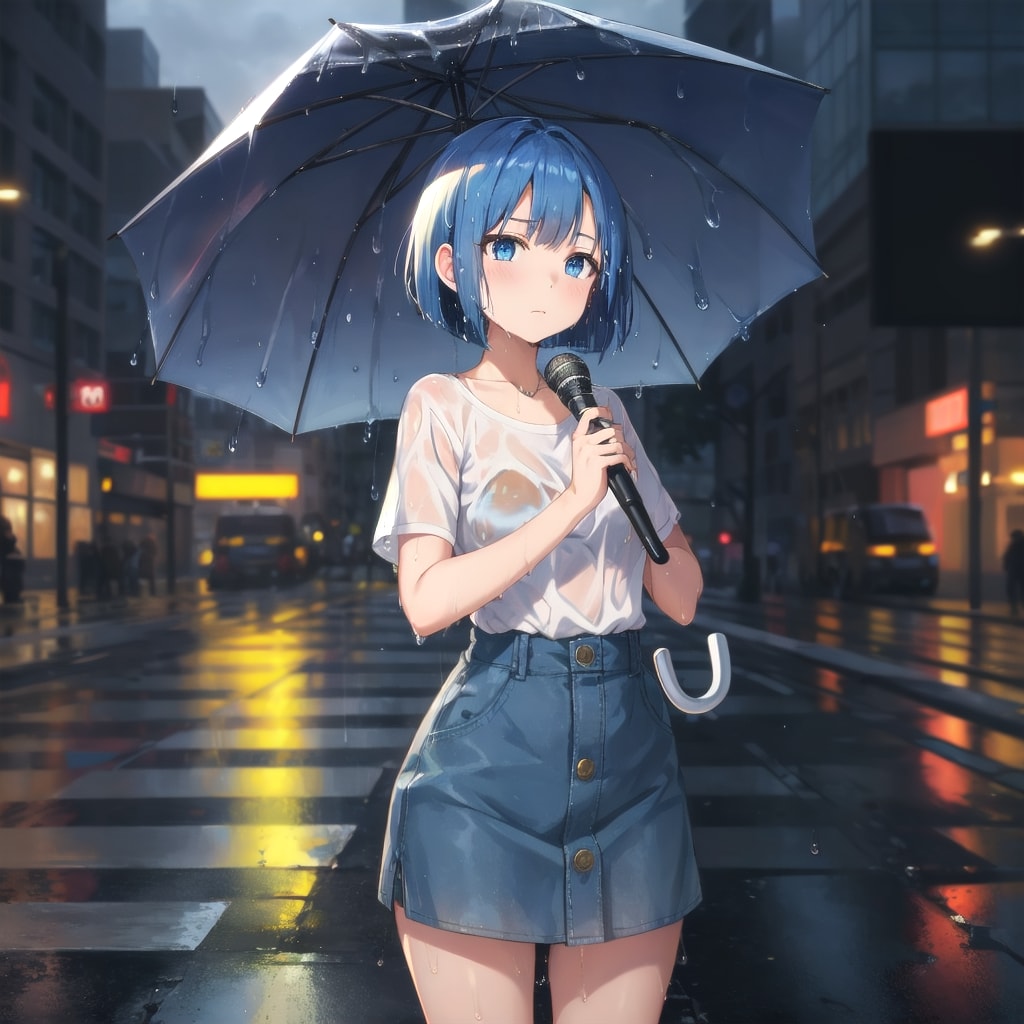 雨の中の取材 | の人気AIイラスト・グラビア