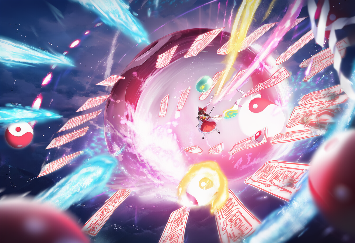 東方　博麗霊夢　弾幕ごっこ　ワイド版 | の人気AIイラスト・グラビア