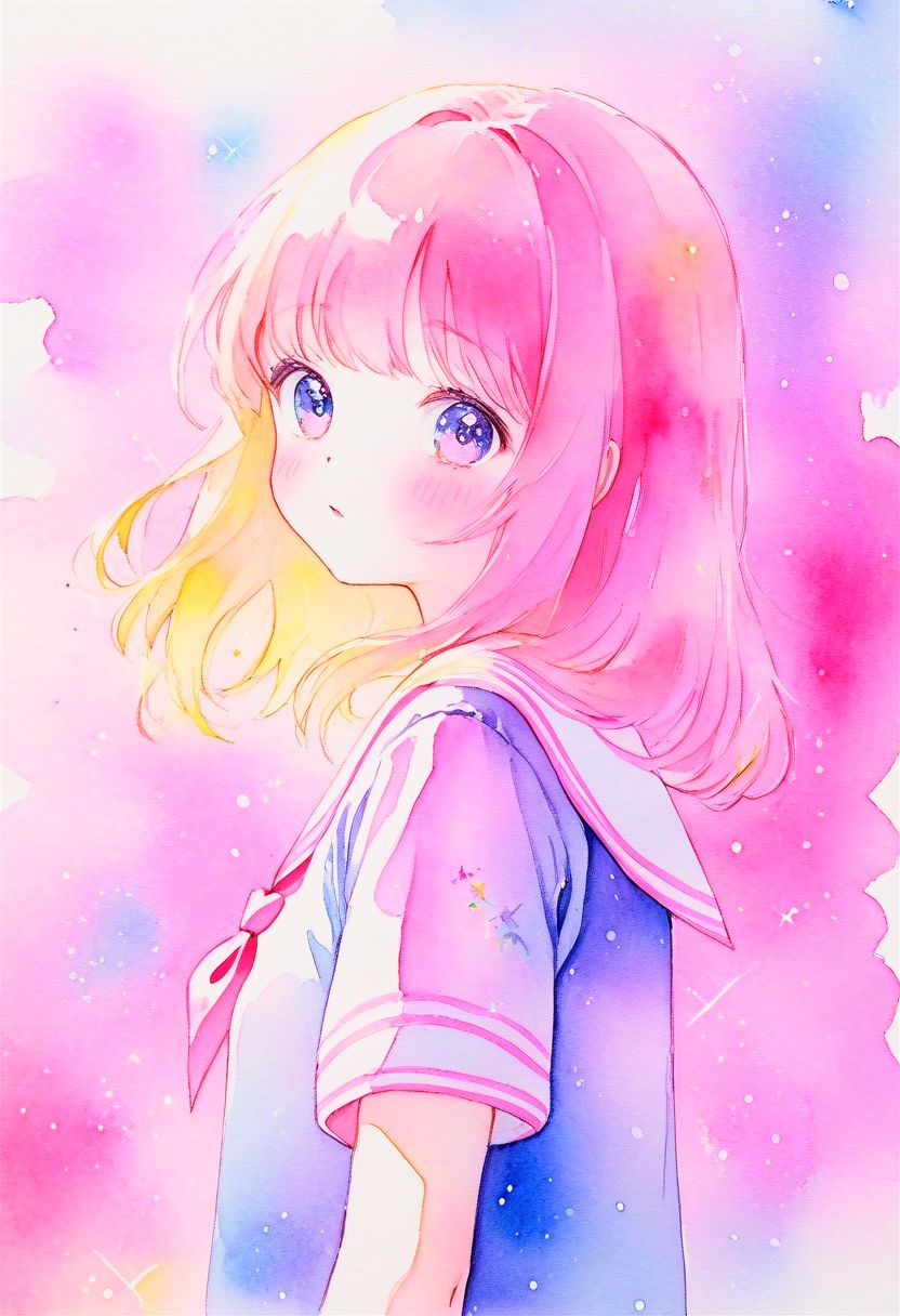 少女の夢(水彩タッチ)