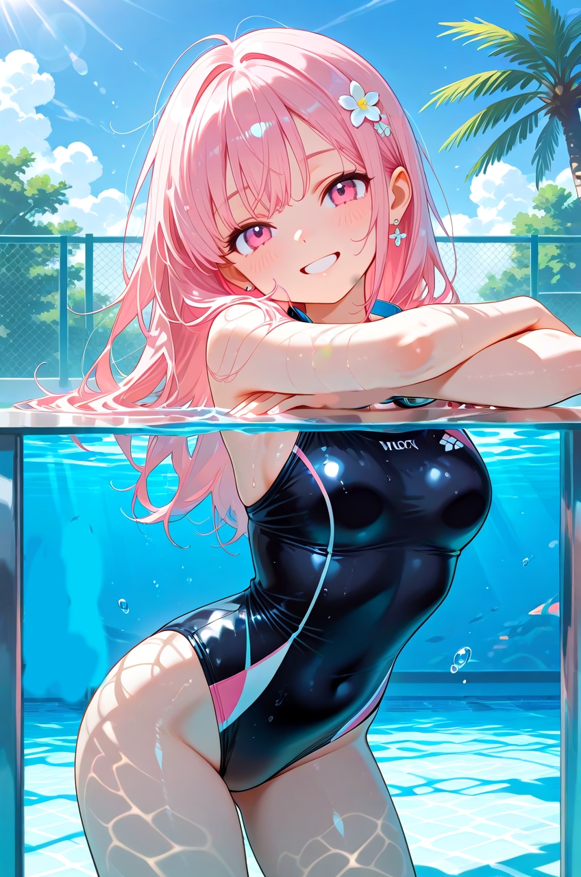 ガラス張りプール