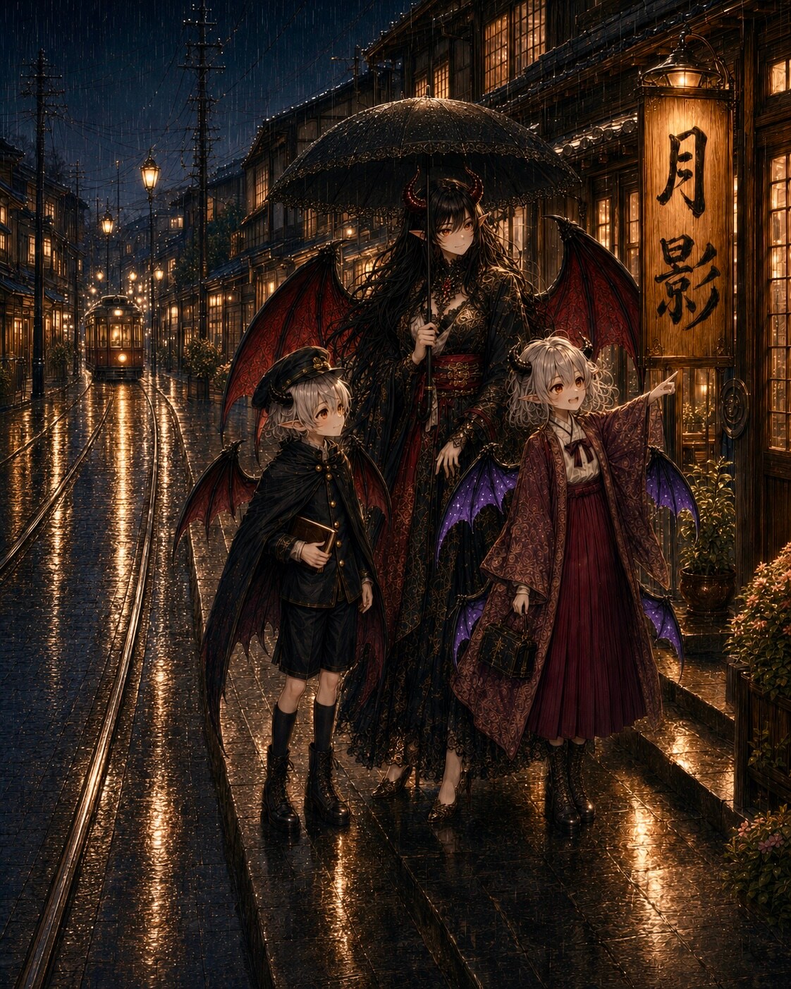 3人で巡る夜の帝都 | の人気AIイラスト・グラビア