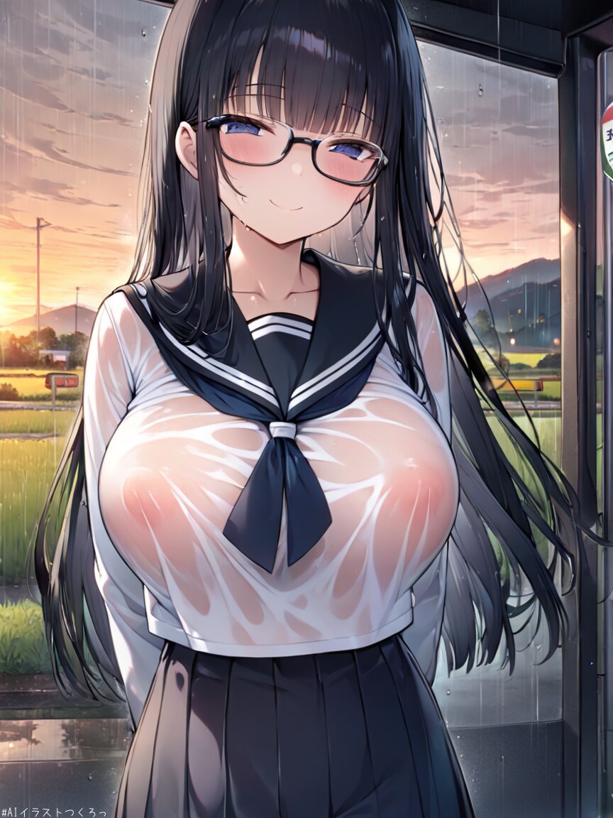 雨に濡れたセーラー服