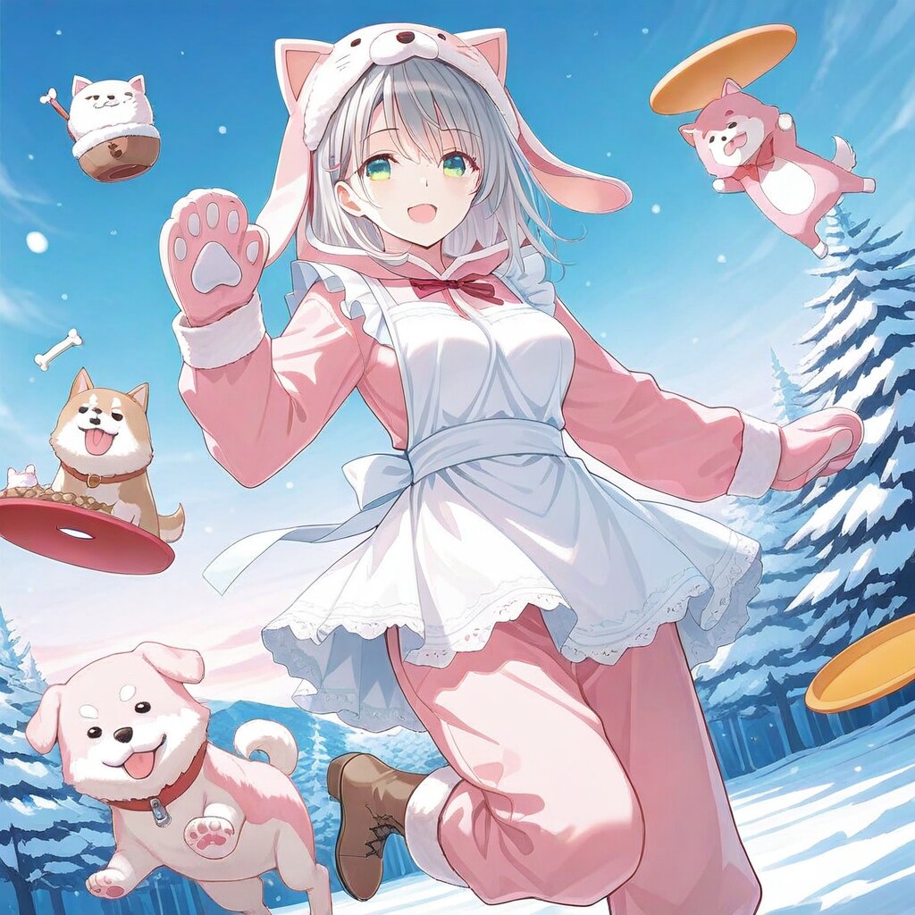 雪とフリスビーと笑顔と