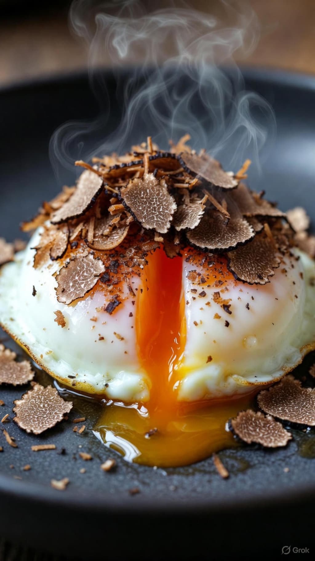 黒トリュフ削りまくりの半熟目玉焼き