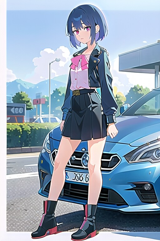 かおりちゃん　ガソリンスタンドで小休憩