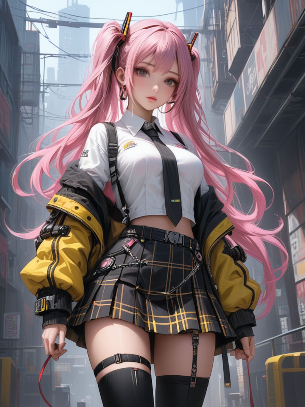 pink hair high school girl