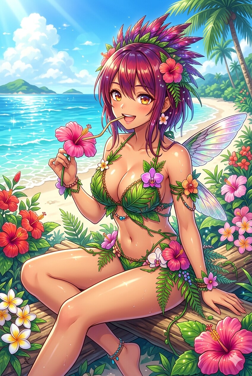ハチドリ擬人化(無茶振り水着)