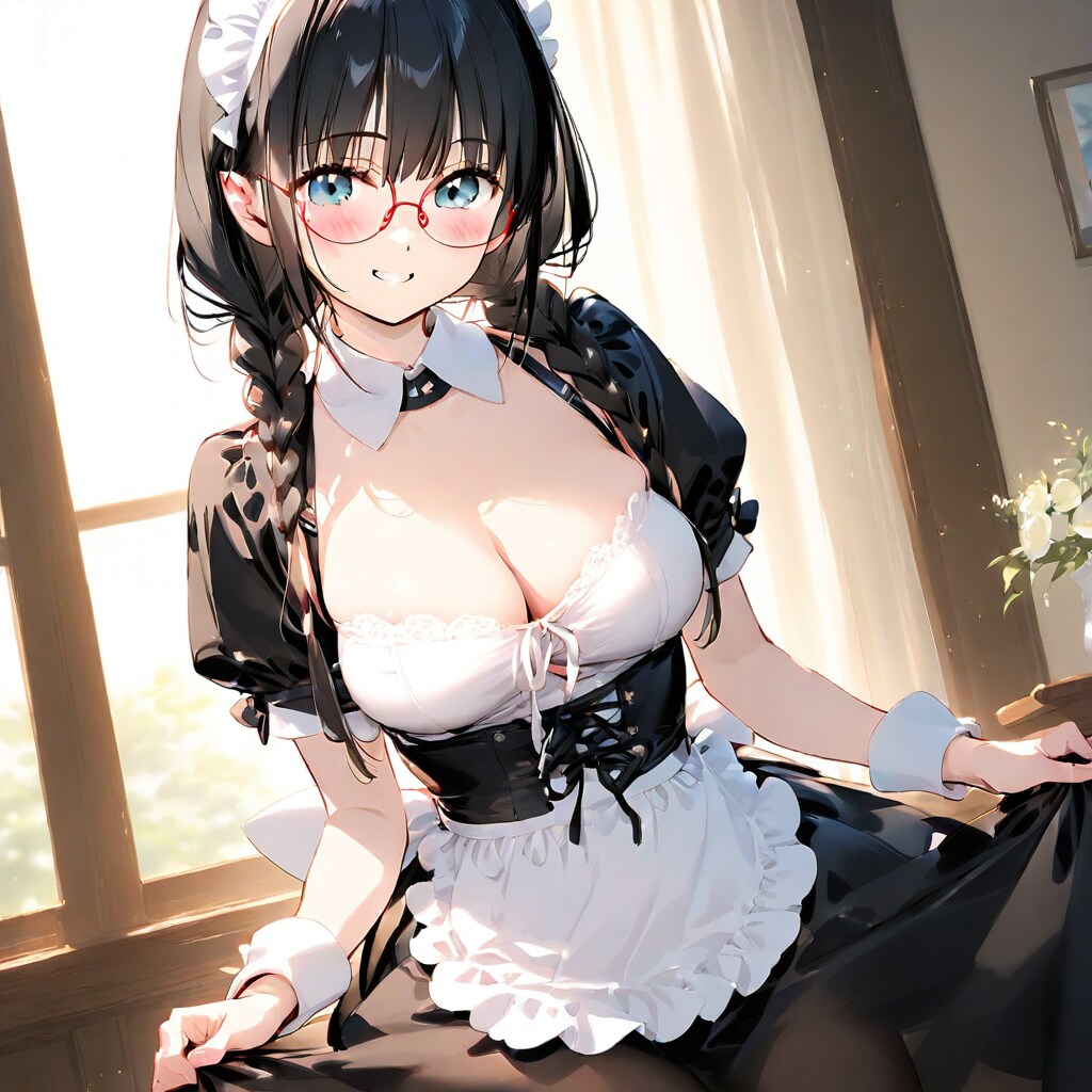 WAVEで三つ編み眼鏡のメイドさん