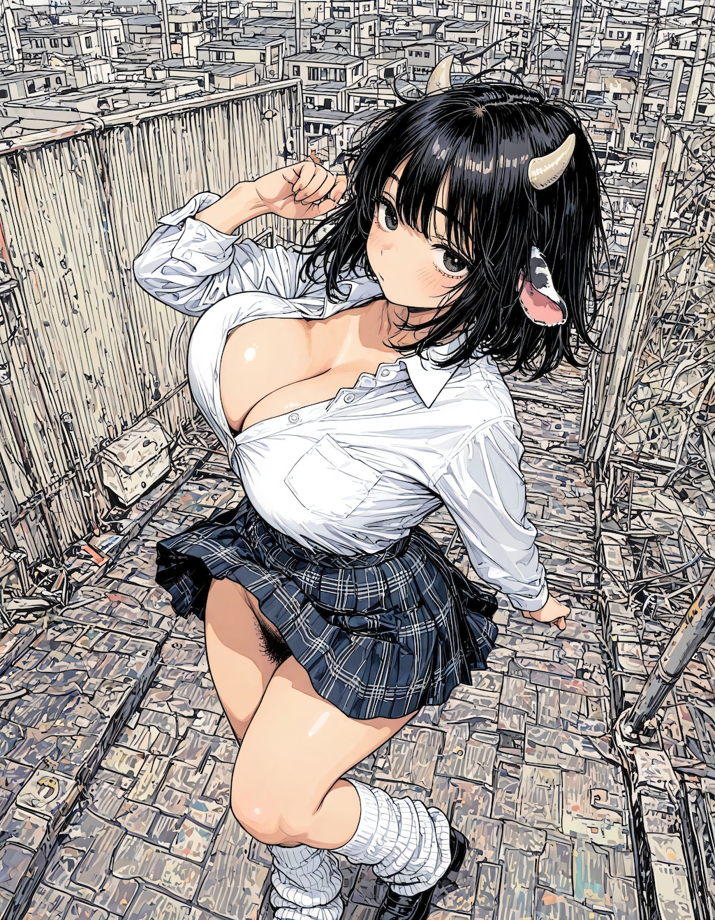 牛角制服と陰毛