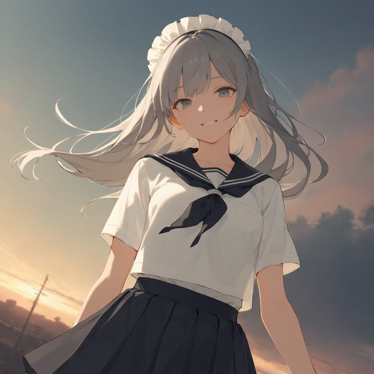 夕暮れの通学路メイドさん | の人気AIイラスト・グラビア