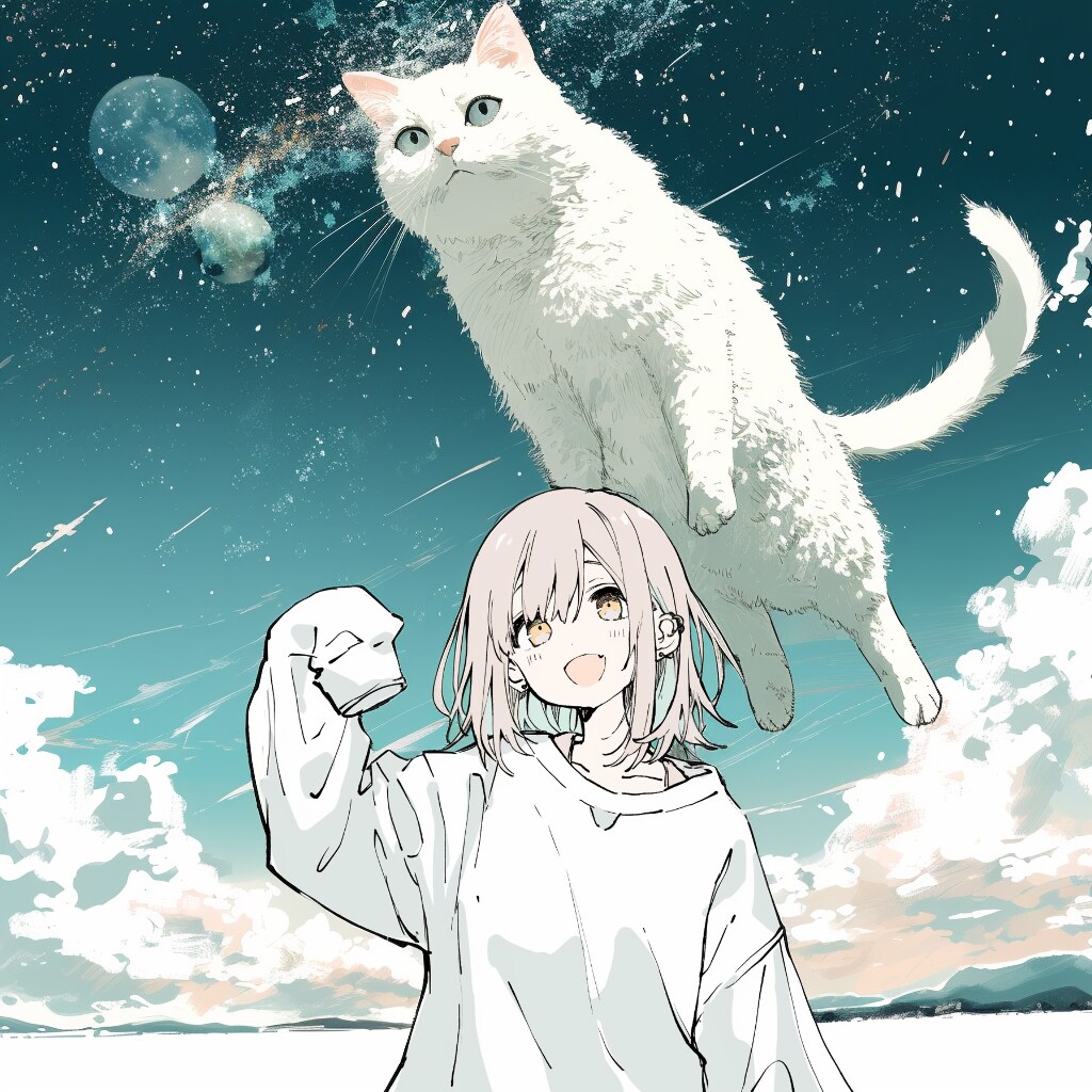 萌え袖ちゃんと宇宙猫 | の人気AIイラスト・グラビア