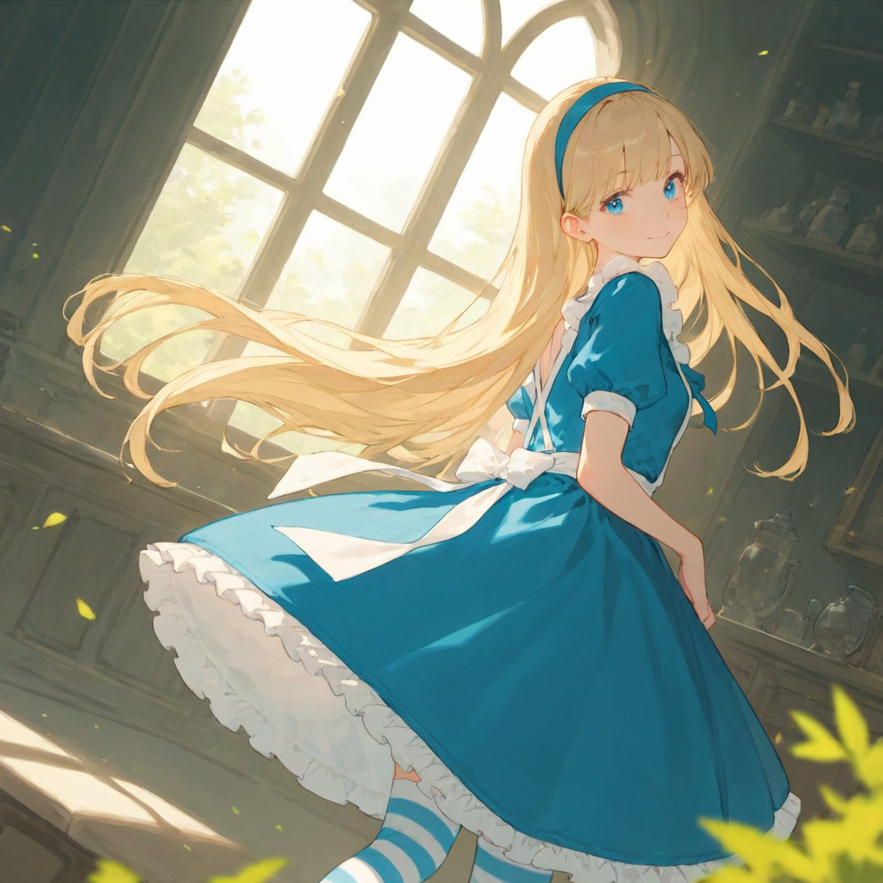 青いワンピースの少女