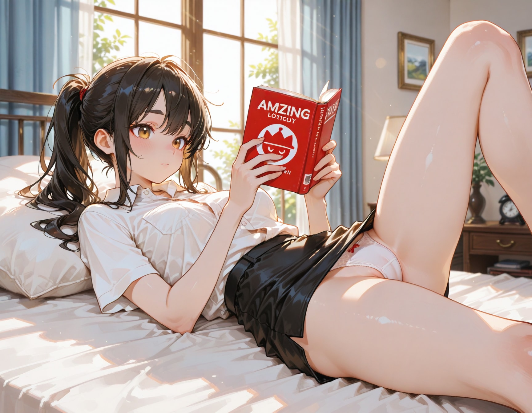 暑い日の朝、読書、続き