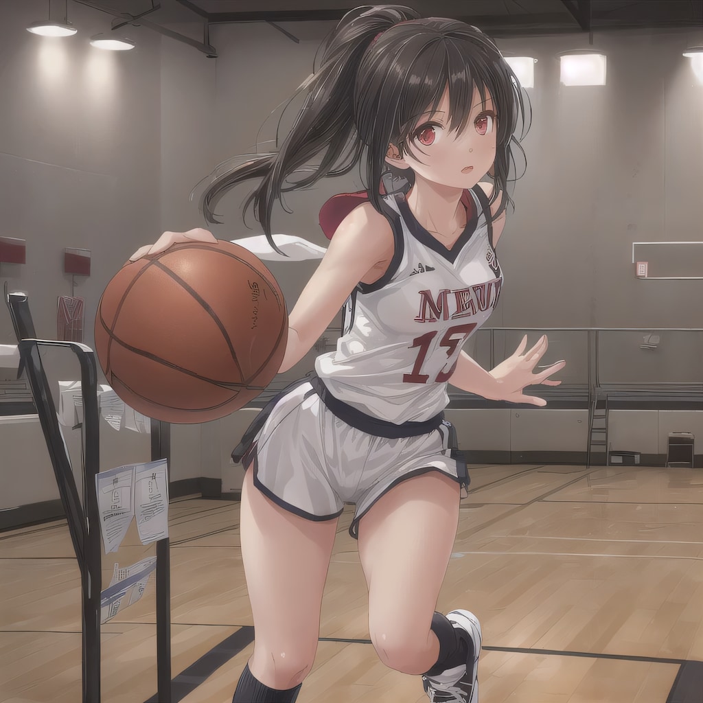 黒髪ロングでユニフォームの少女６２