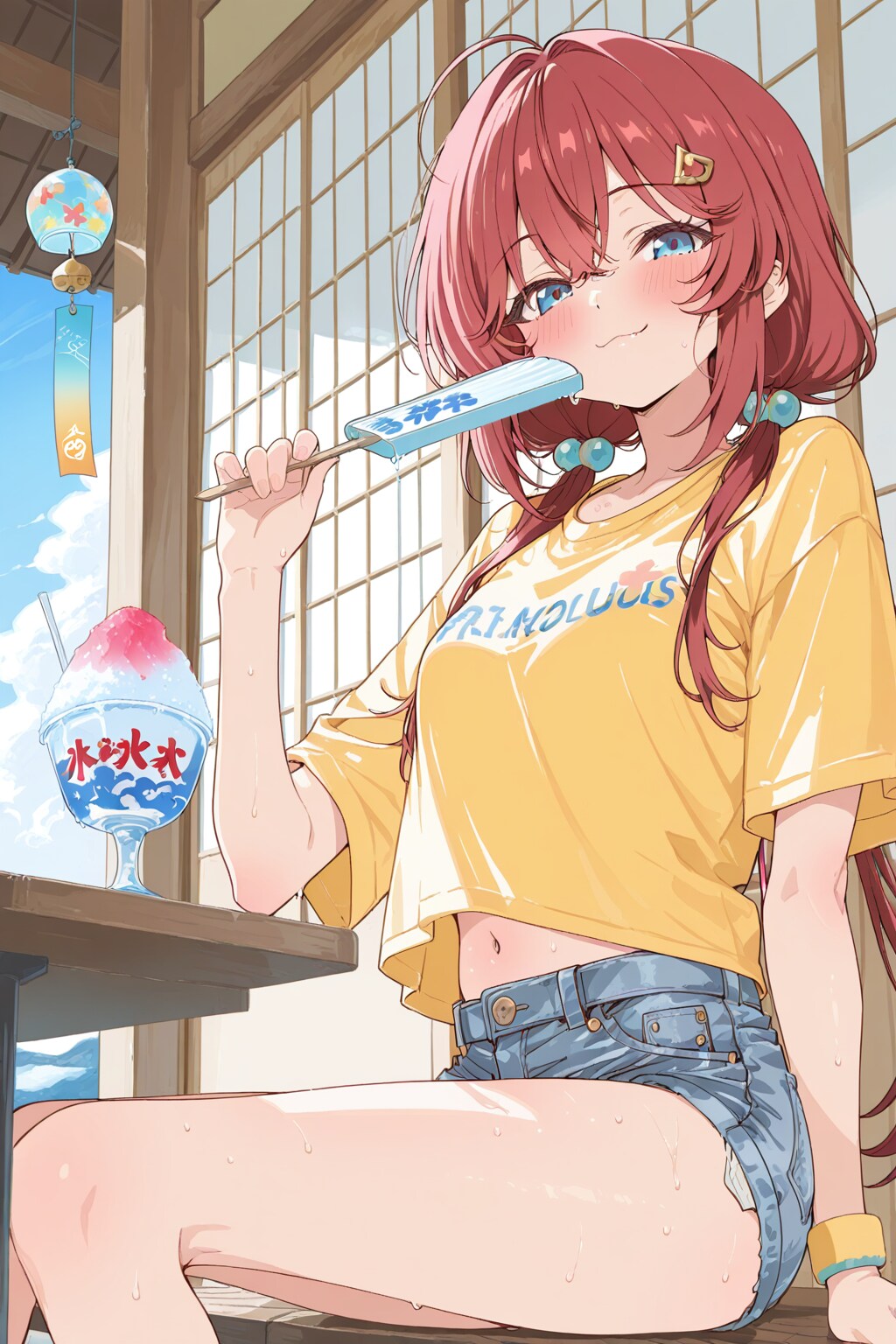 小鈴ちゃんとかき氷（イチゴ味）
