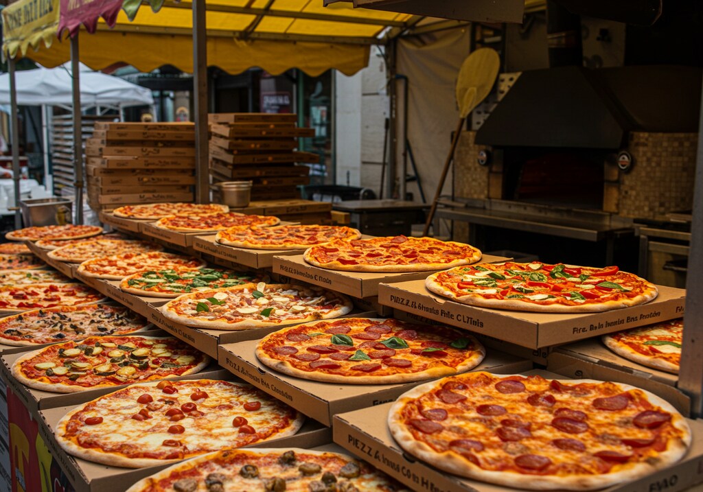 市場のピザ屋台