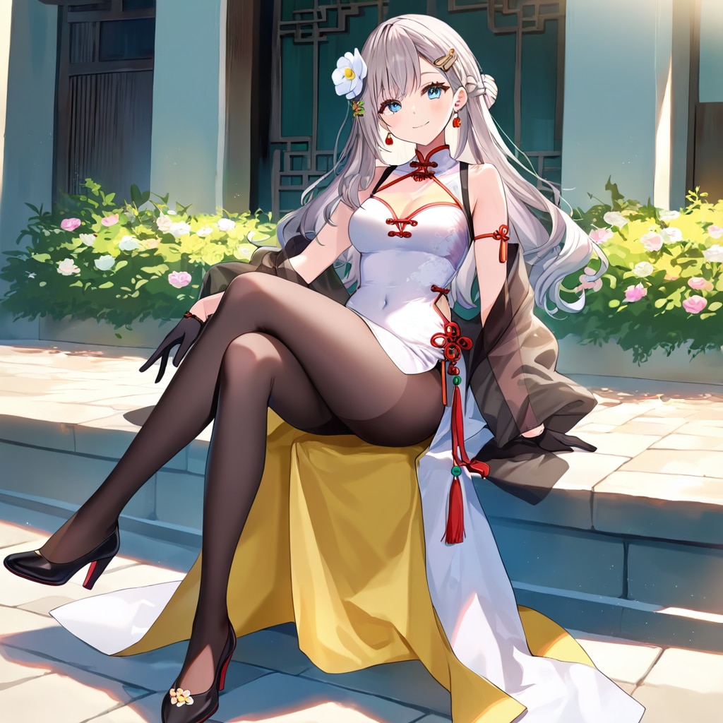 チャイナドレスを着るモデル女子大生