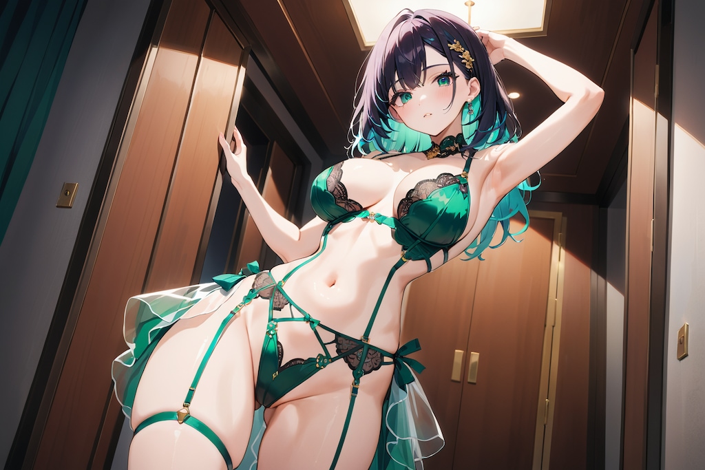セクシーランジェリーモデル（エメラルドグリーン）