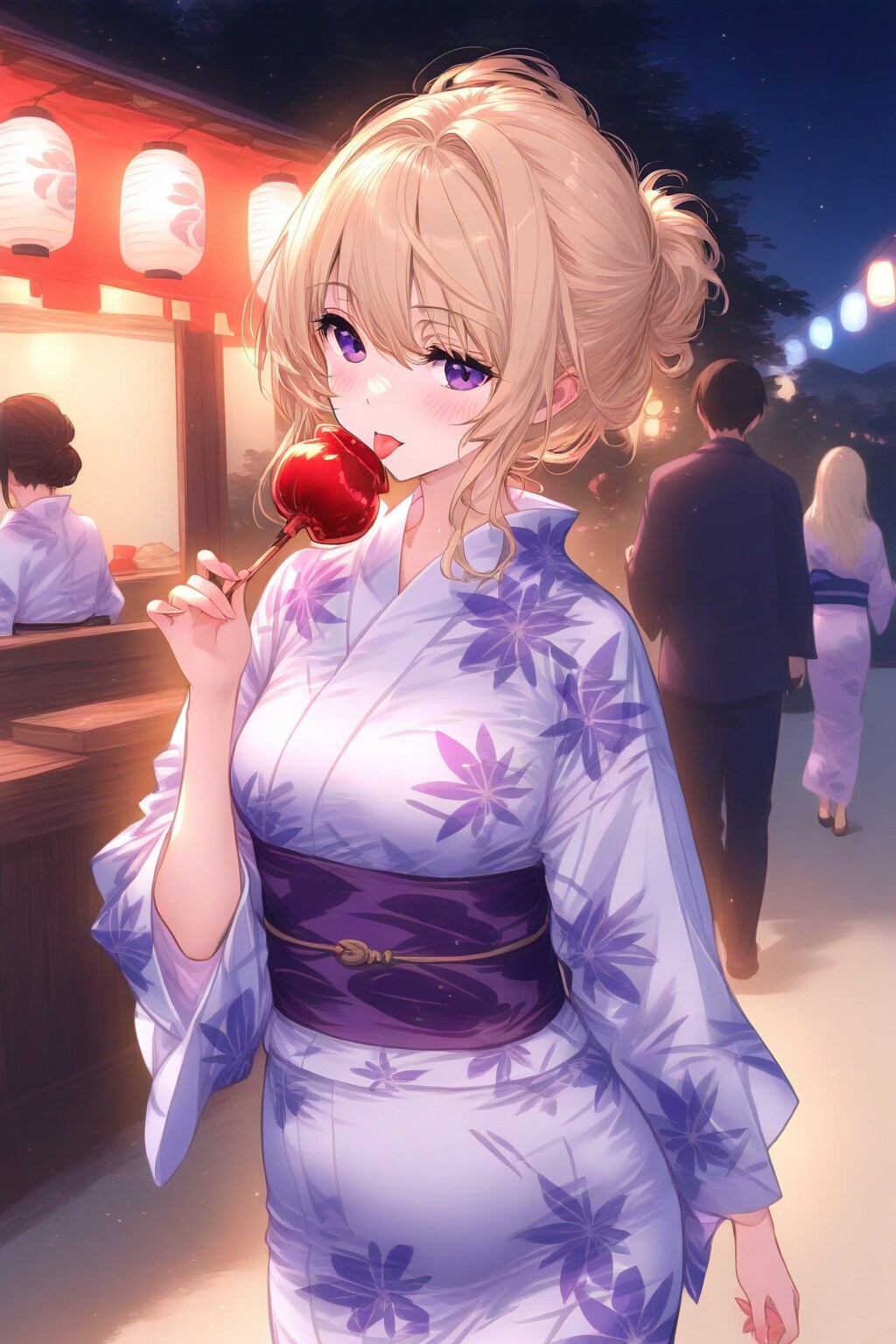 浴衣紫の縁日巡り | の人気AIイラスト・グラビア
