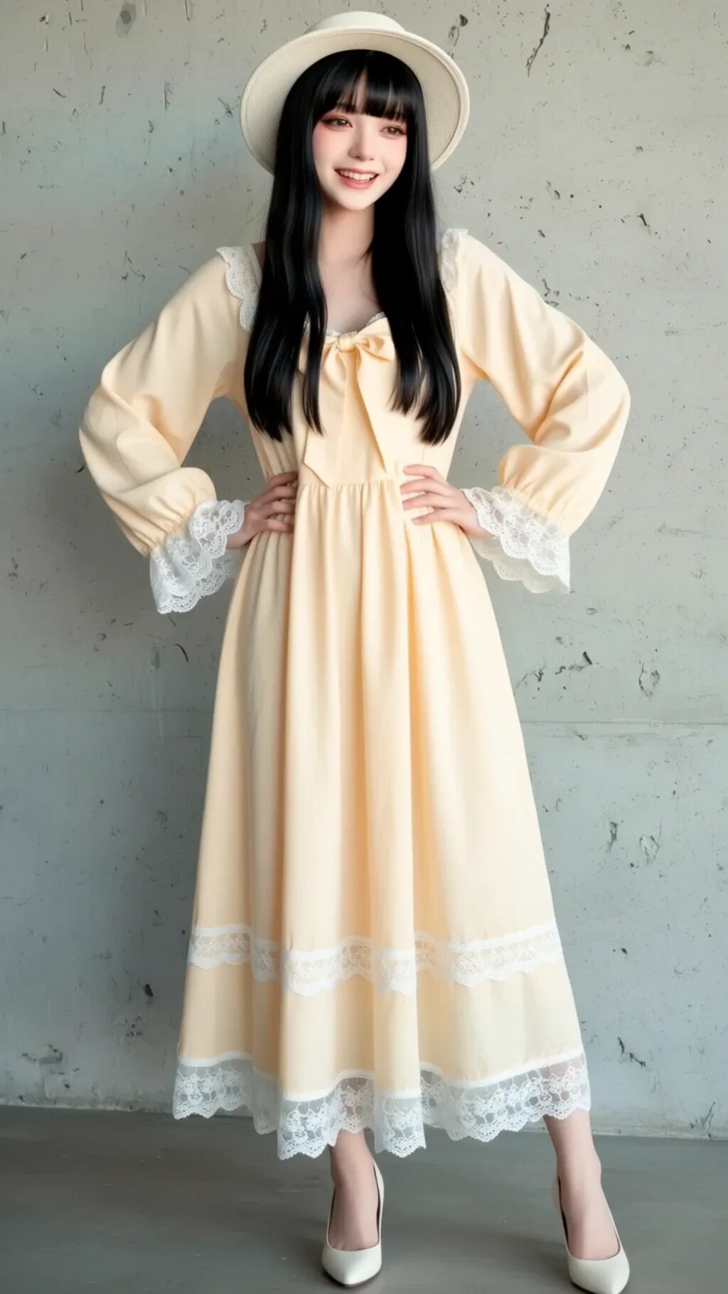 The girl is feeling shy.