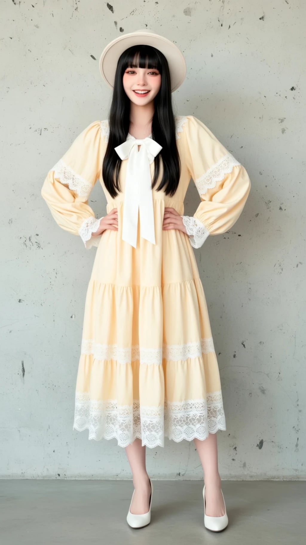 The girl is feeling shy.