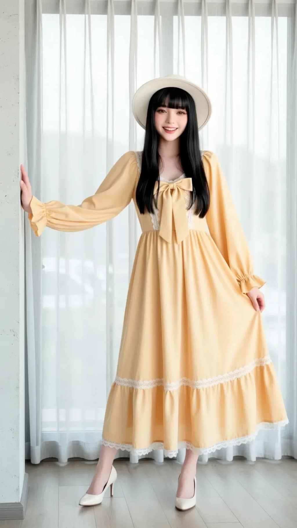 The girl is feeling shy.