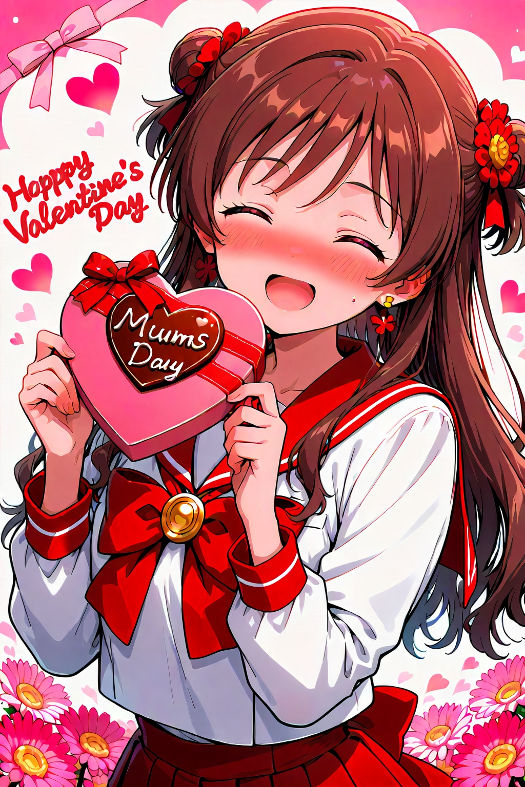 セーラー服ママチョコレート 『アナタ はい！バレンタインチョコレートと ワ・タ・シ』 | の人気AIイラスト・グラビア