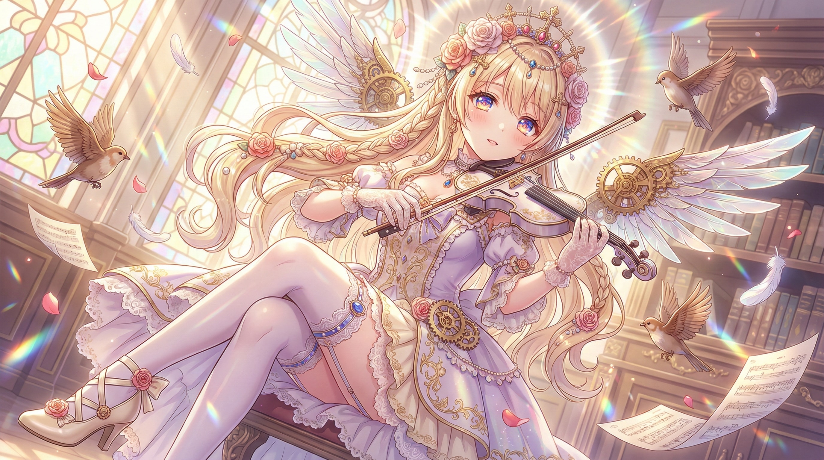 弦月薔薇の囁き天使 ～歯車と旋律の聖域～ | の人気AIイラスト・グラビア