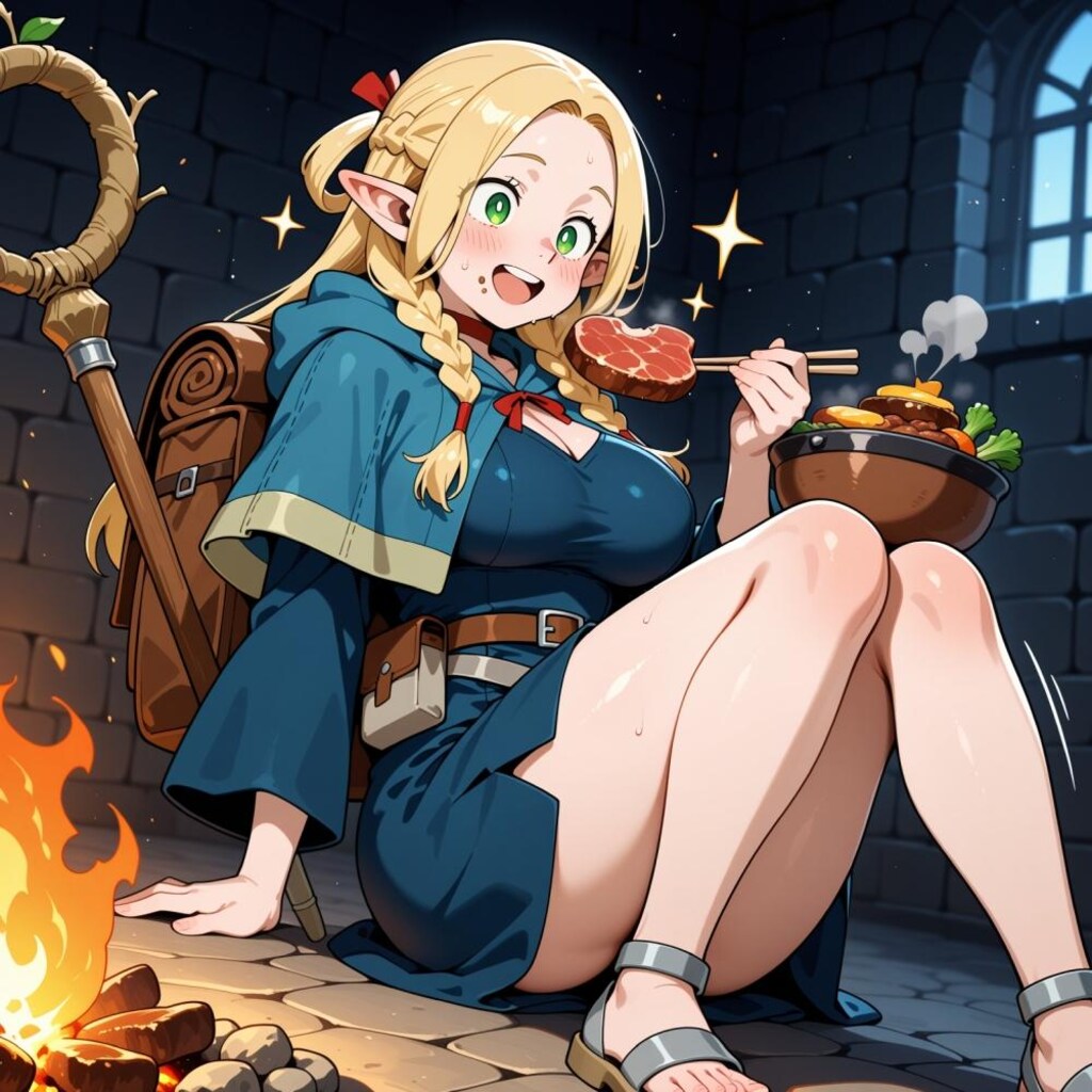 ダンジョン飯食べるエルフコスプレ人妻