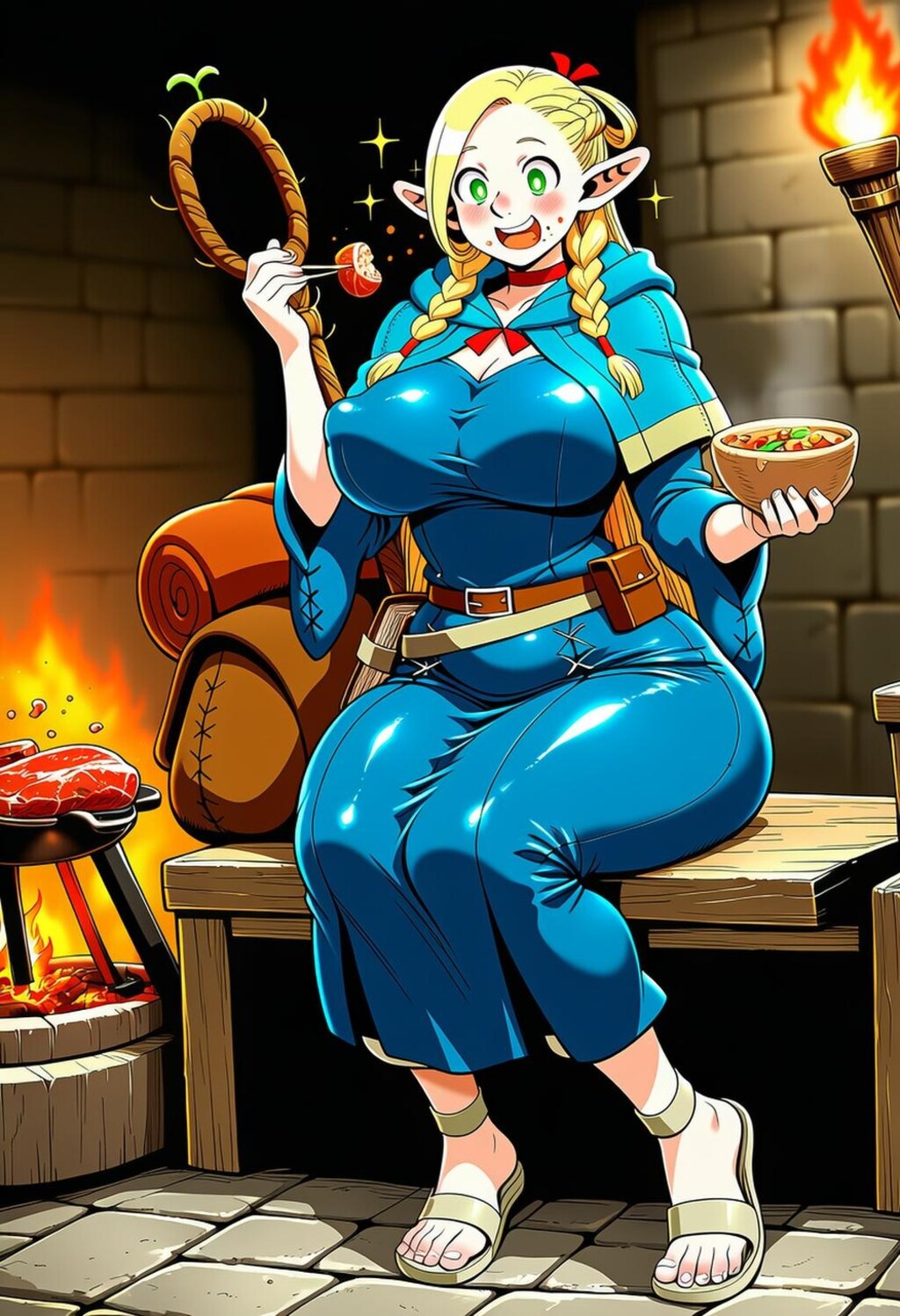 ダンジョン飯食べるエルフコスプレ人妻