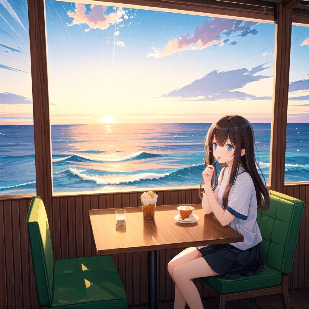 夕暮れのカフェ | の人気AIイラスト・グラビア