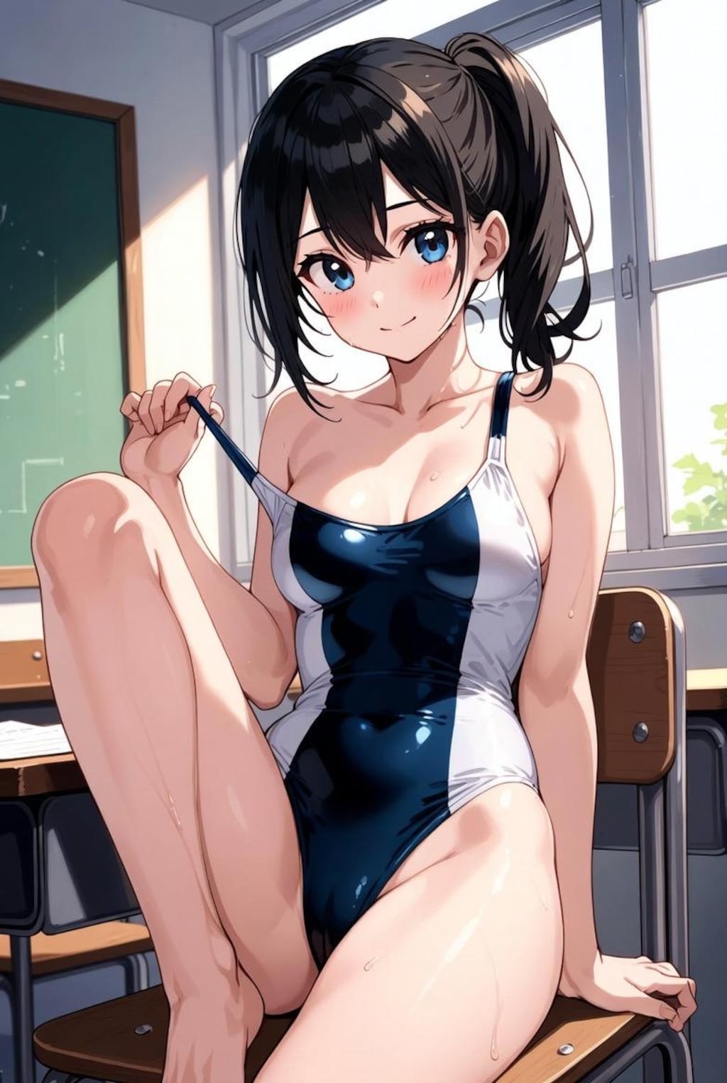 スクール水着、スク水の女子高生JK