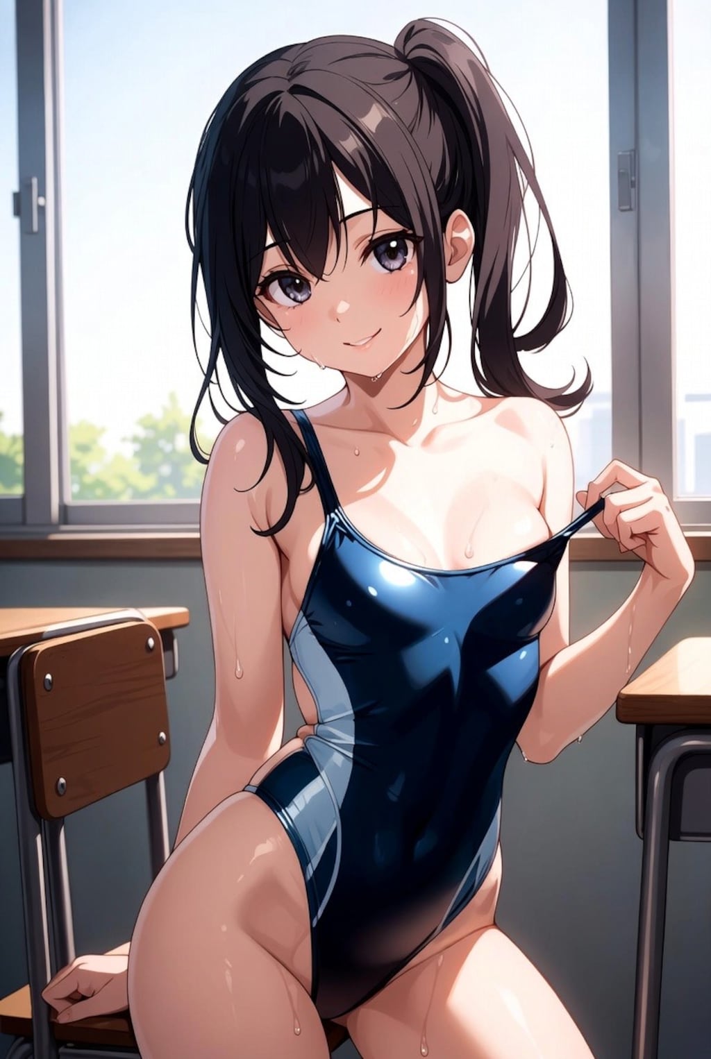 スクール水着、スク水の女子高生JK