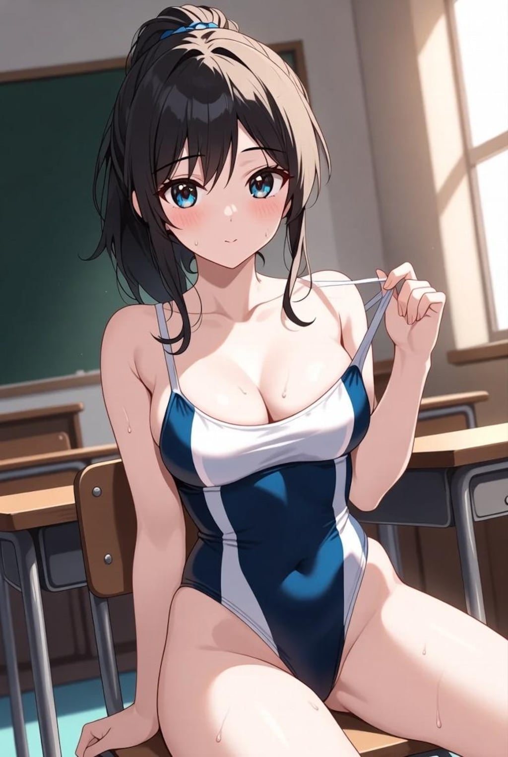 スクール水着、スク水の女子高生JK