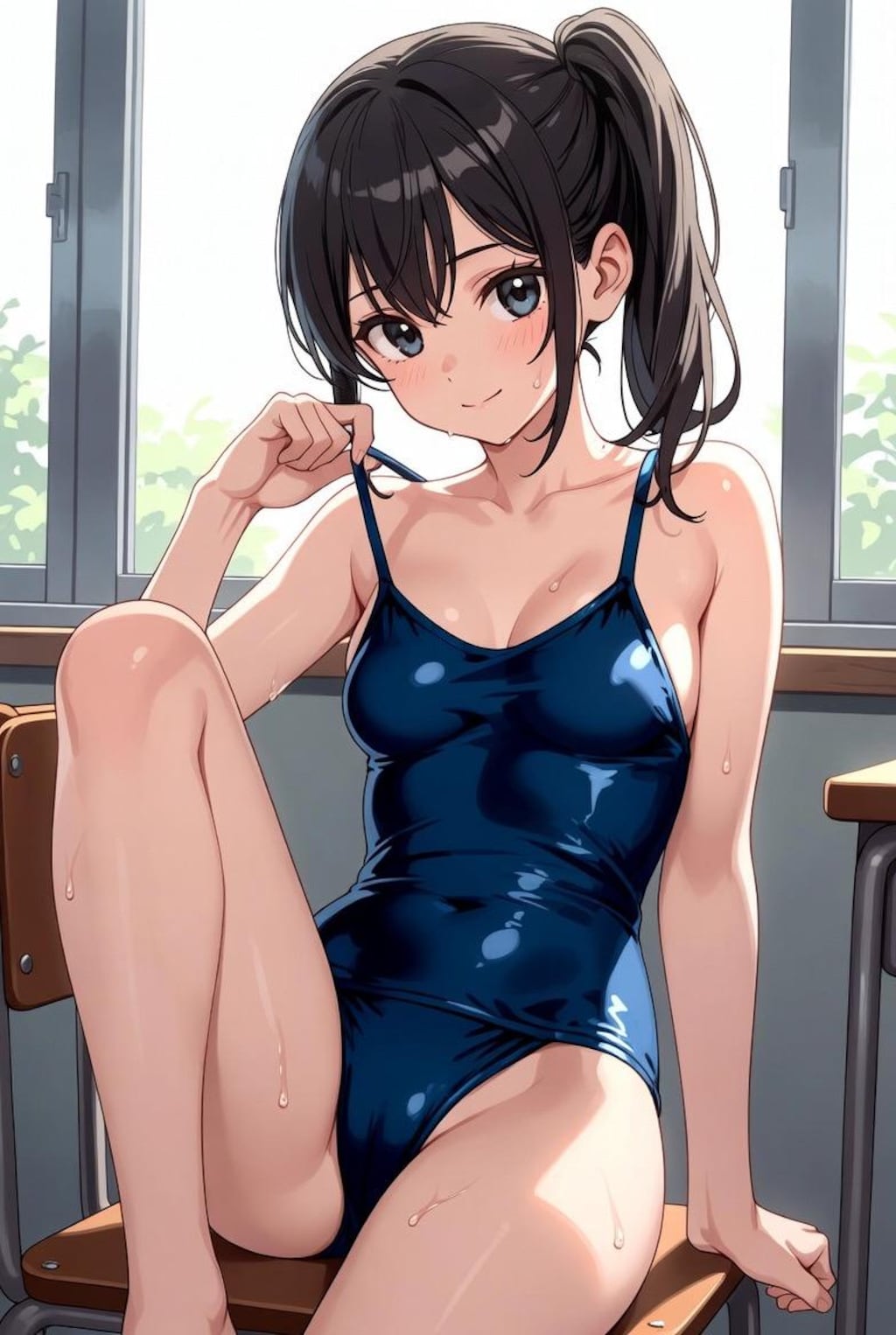 スクール水着、スク水の女子高生JK