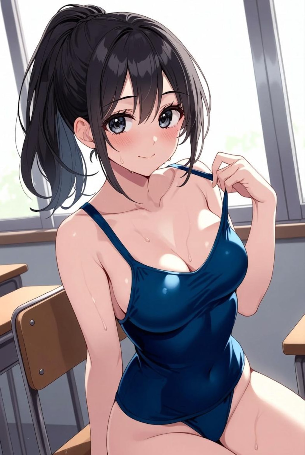 スクール水着、スク水の女子高生JK