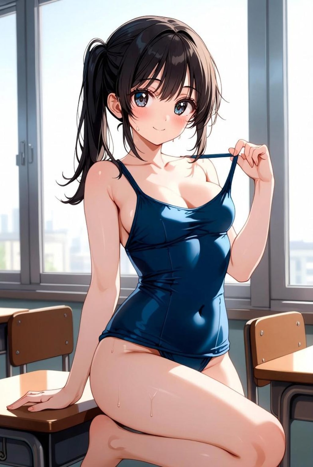 スクール水着、スク水の女子高生JK
