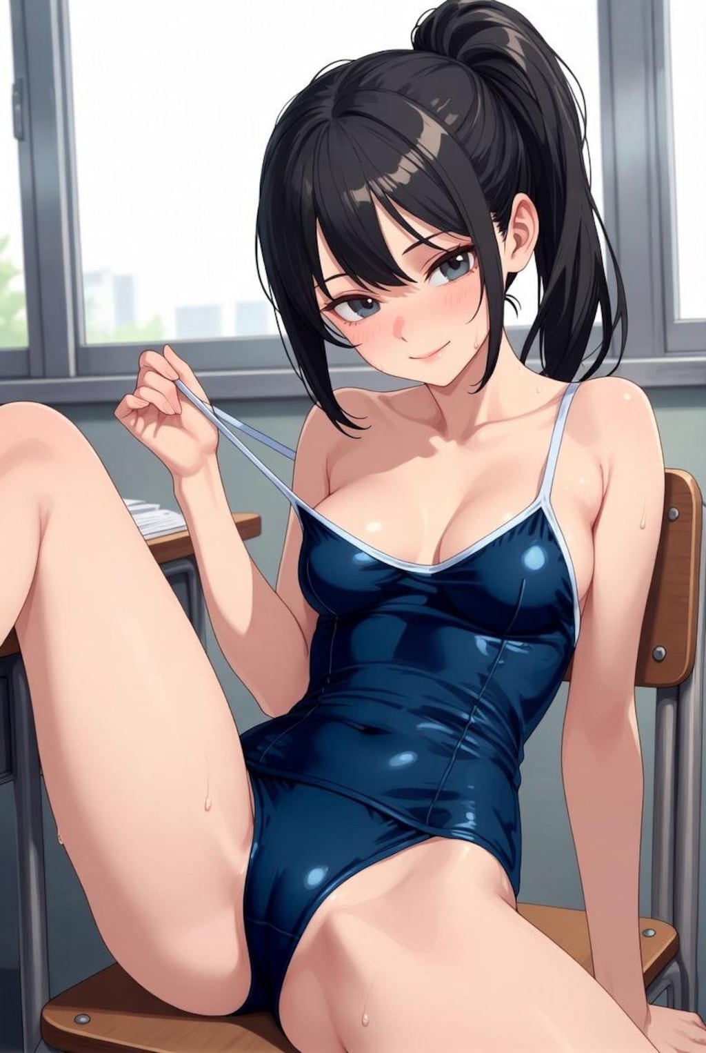 スクール水着、スク水の女子高生JK