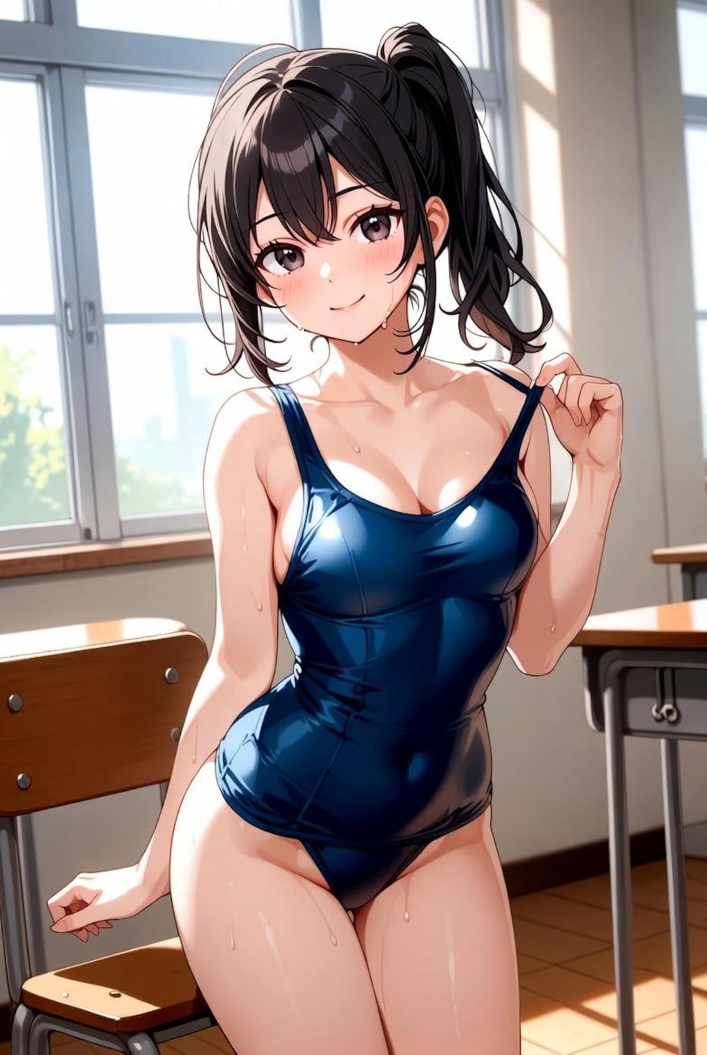 スクール水着、スク水の女子高生JK