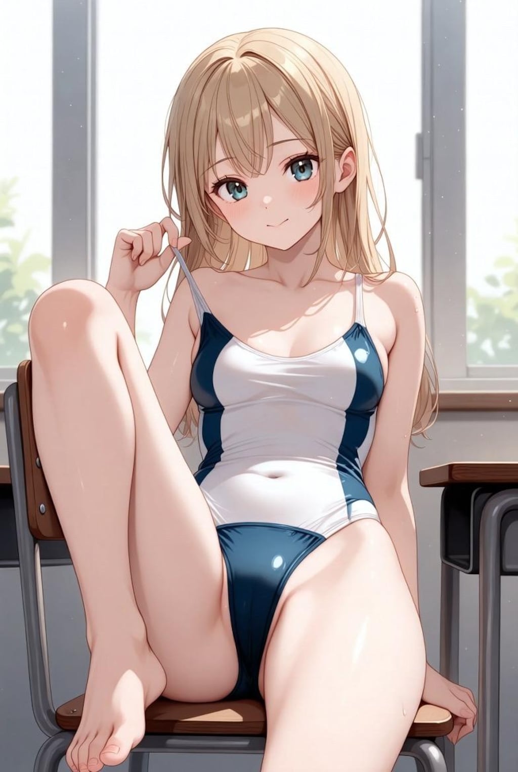 スクール水着、スク水の女子高生JK