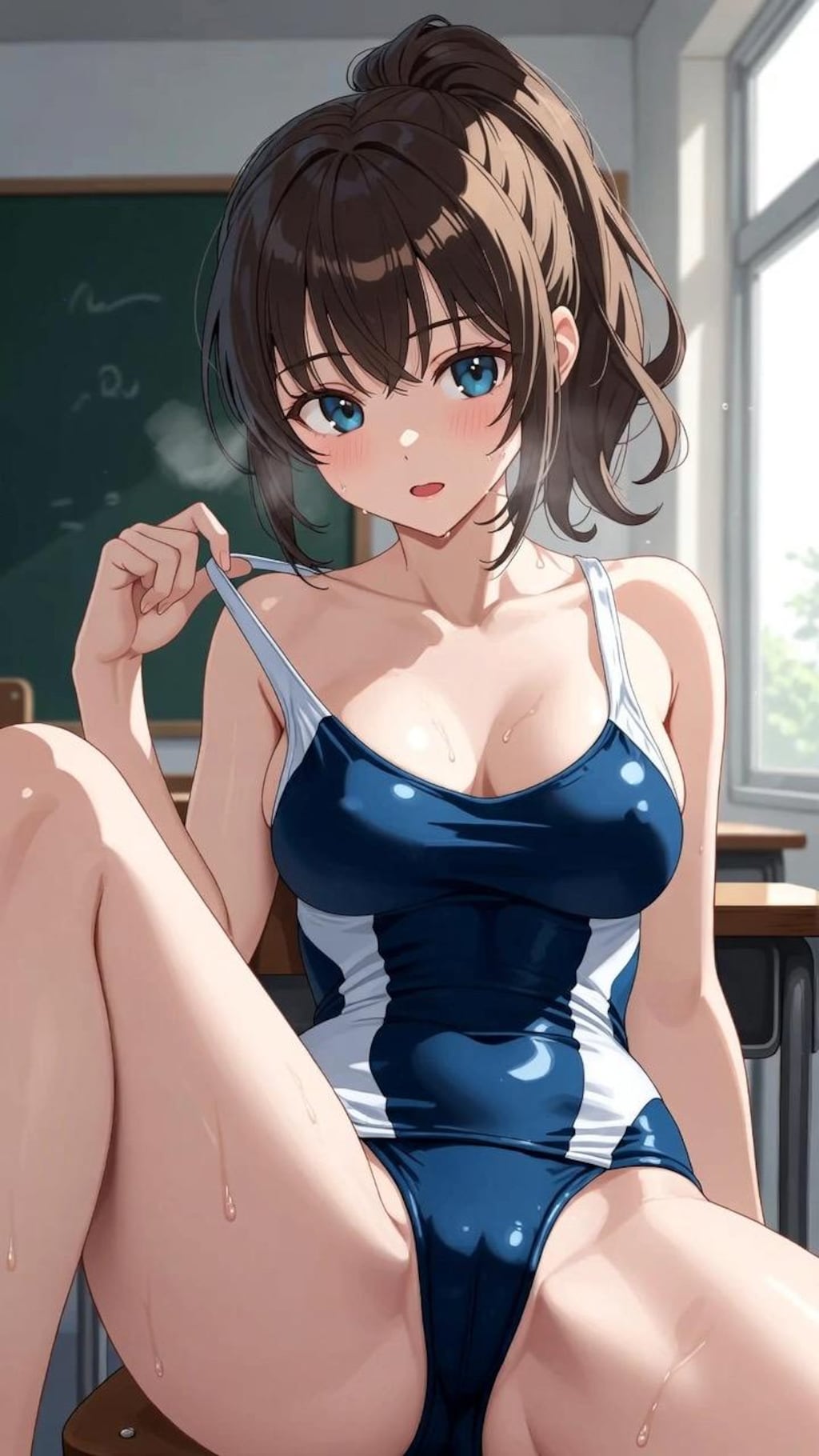 スクール水着、スク水の女子高生JK