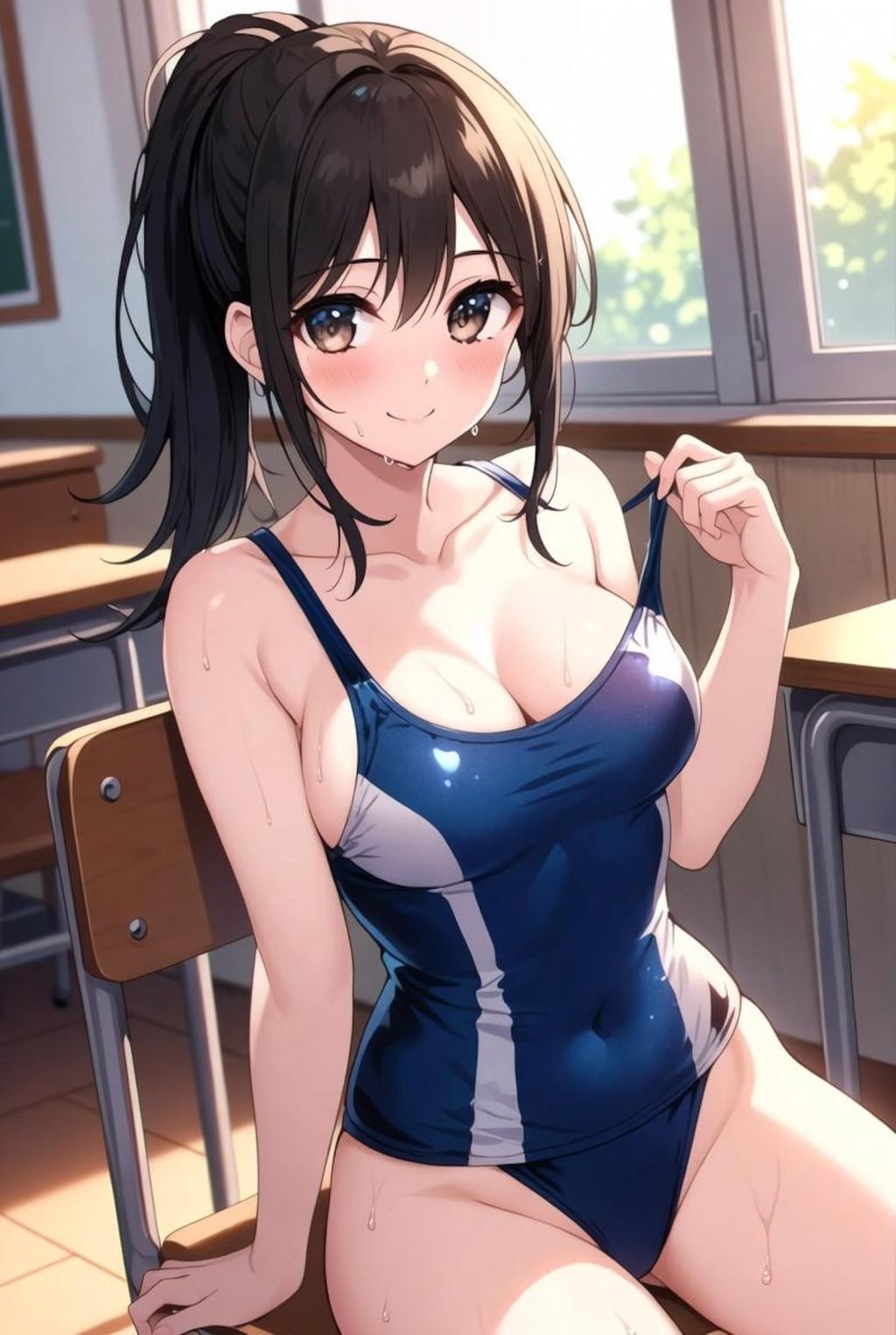 スクール水着、スク水の女子高生JK