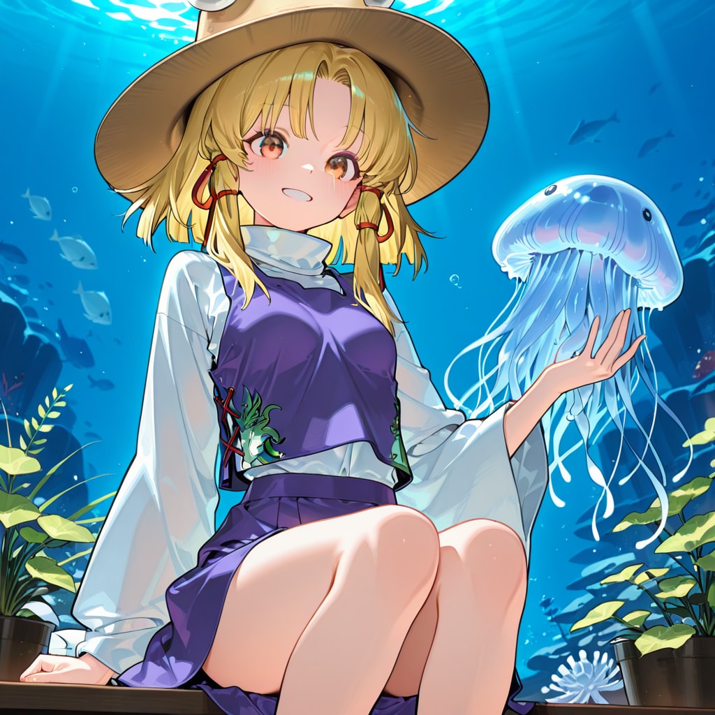 クラゲのぬいぐるみを持つ諏訪子 | の人気AIイラスト・グラビア