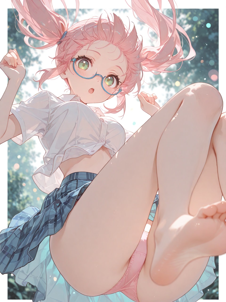 空からパンツ丸見えでめっちゃはだけた女の子が！