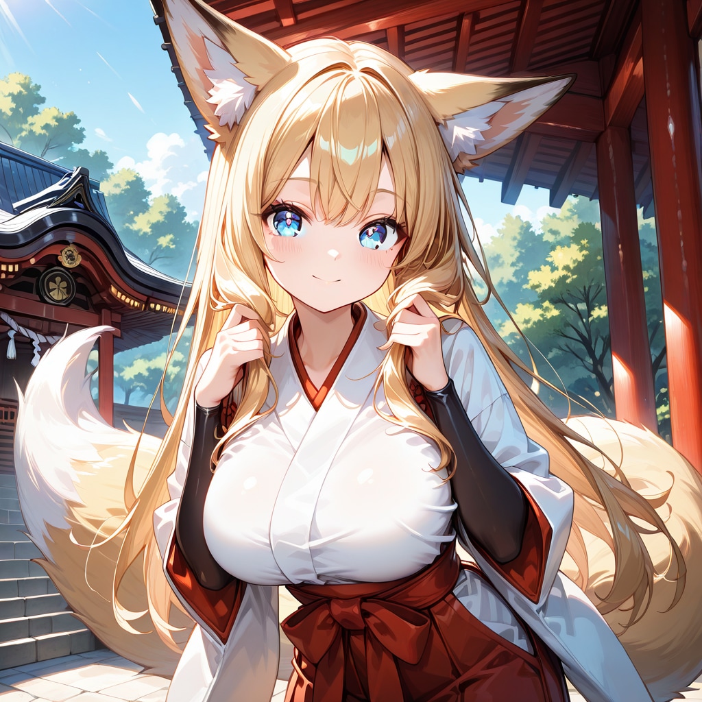 巫女服の金狐さん
