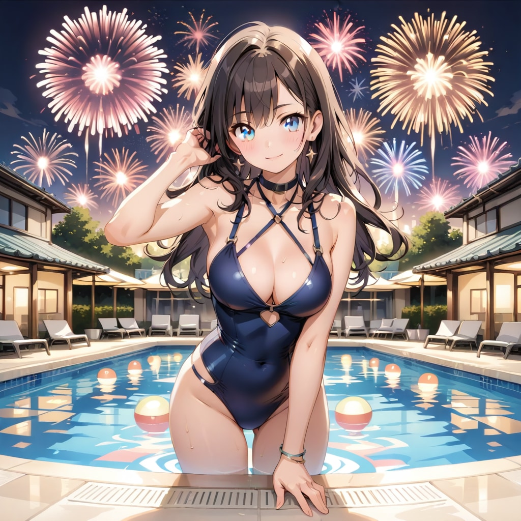 花火の見れるプール